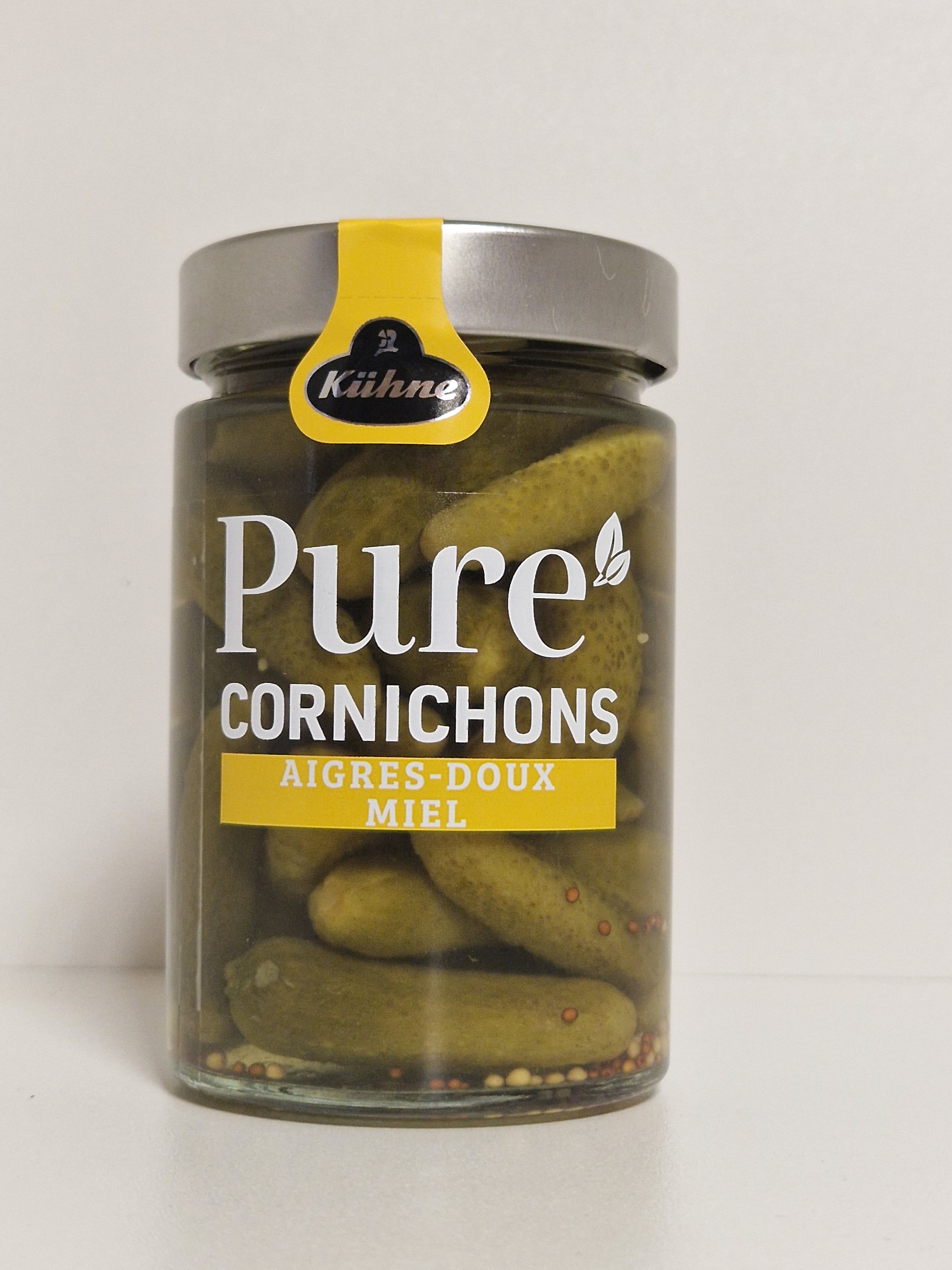 KÜHNE - CORNICHONS AIGRES-DOUX ET MIEL Pot de 170g net égoutté