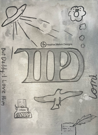 Original abstract album art for Taylor Swift's The Tortured Poets Department album, made with acrylic paint, paint markers, gel pens, alcohol inks and ink stamps on stretched canvas