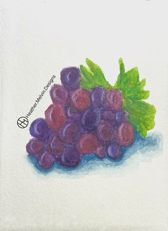 Original still life watercolor painting of a bunch of grapes