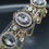 Thumbnail: Antique Gold Tone CZ Flower Droplets Bracelet
