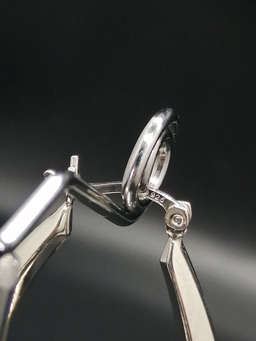 Thumbnail: 925 Silver Plain Triangle Hoop Earrings