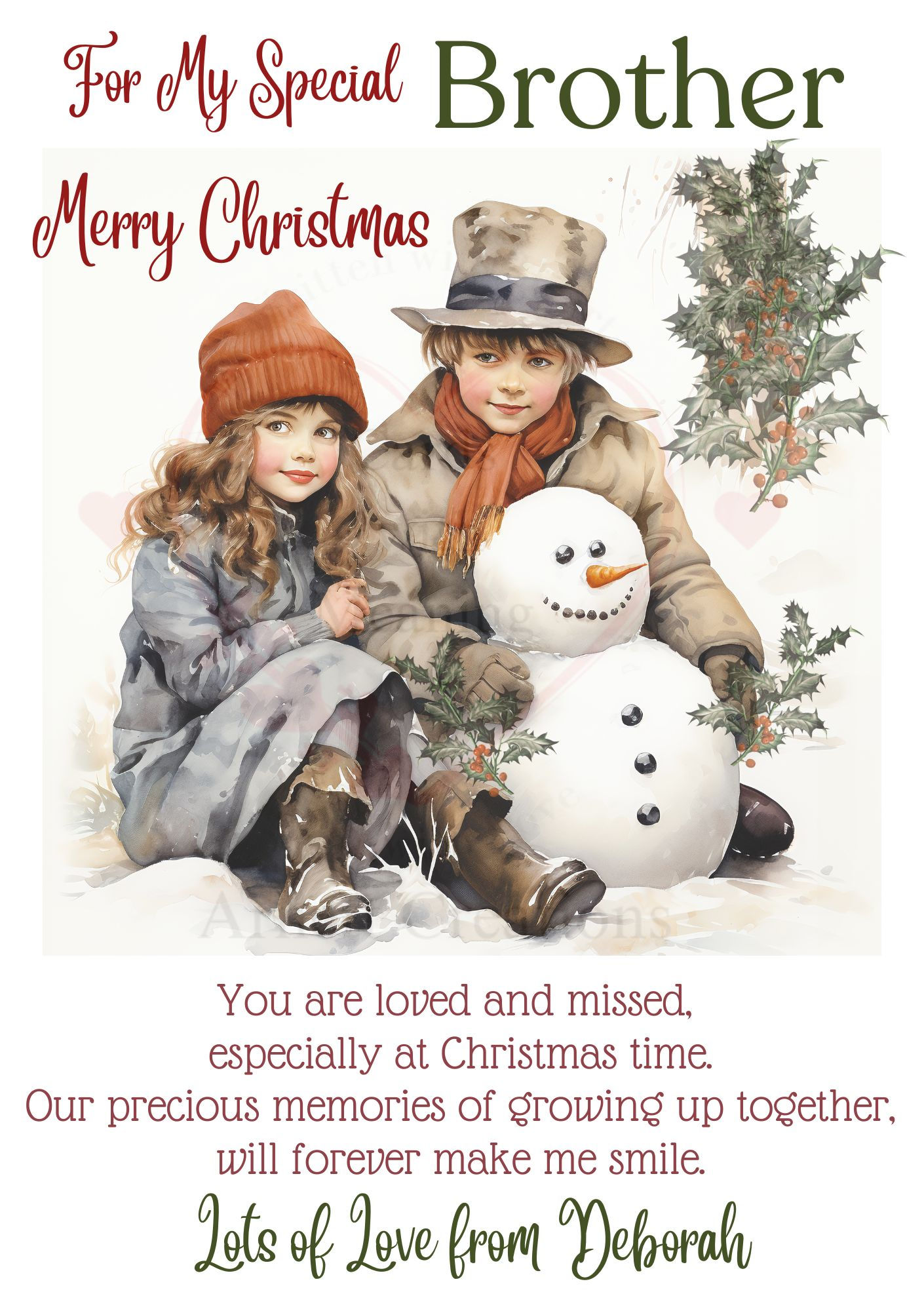 Christmas Memorial Graveside Card - Boy & Girl