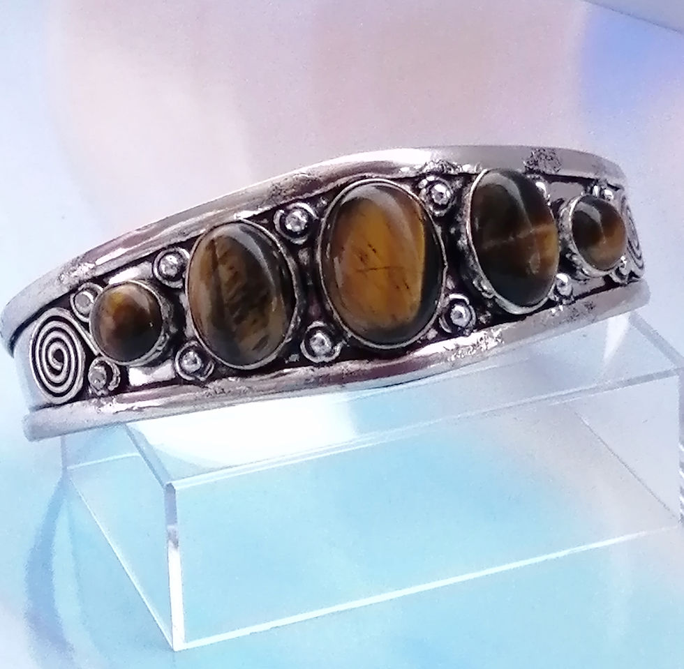 Thumbnail: Silver Tigers Eye Dome Bangle