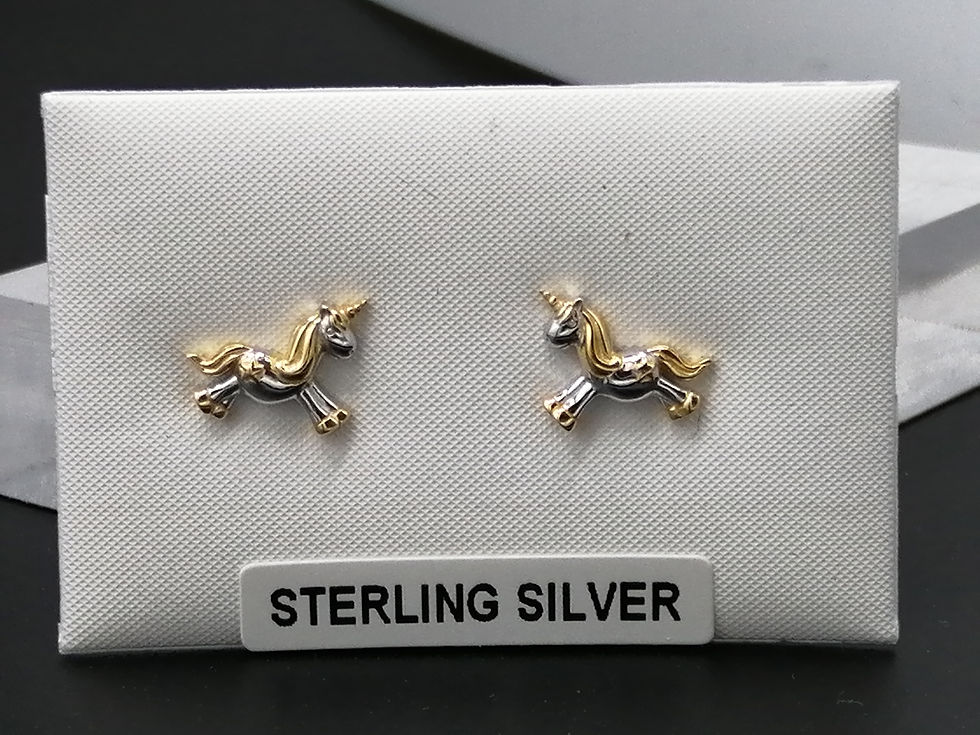 Thumbnail: 925 Silver Unicorn Stud Earrings