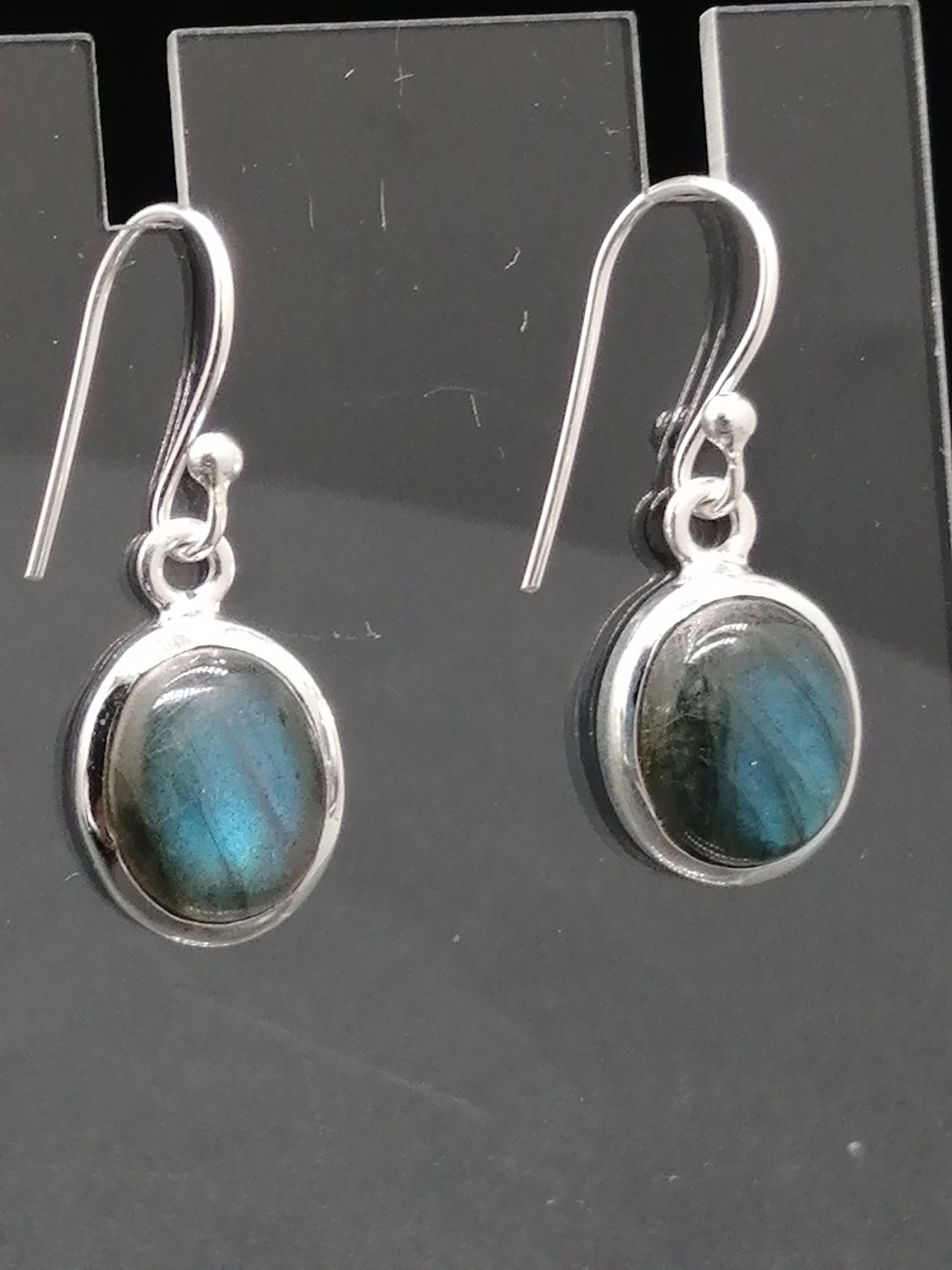 925 Silver Labradorite Dome Drops Earrings