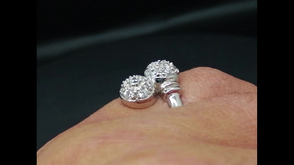 Thumbnail: 9ct White Gold CZ Torque Balls Twist Ring