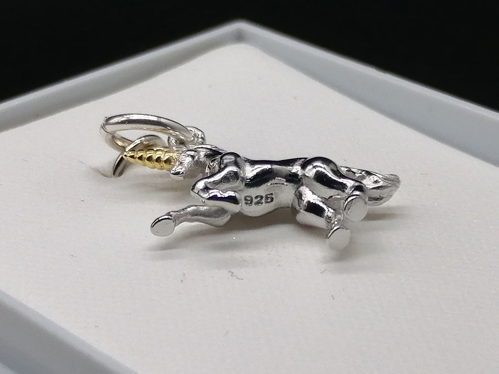 Thumbnail: 925 Silver Baby Unicorn with Gold RH Horn