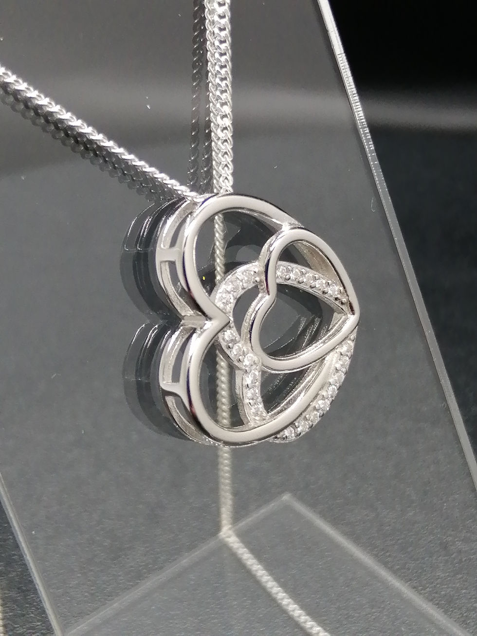 Thumbnail: 925 Silver CZ Triple Hearts Pendant