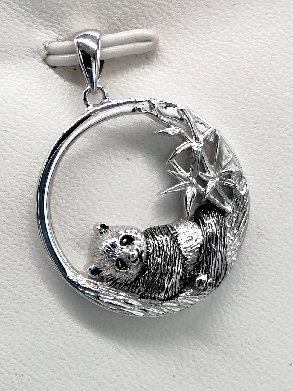 Thumbnail: 925 Silver Panda in Hammock Circle Pendant