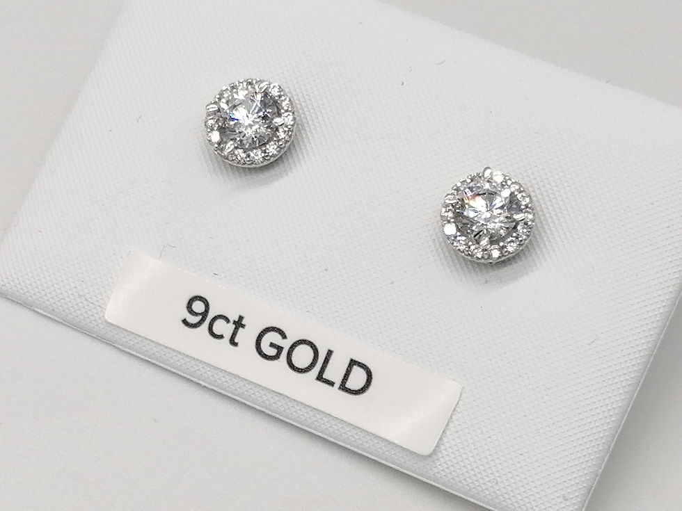Thumbnail: 9ct White Gold CZ Cluster Stud Earrings