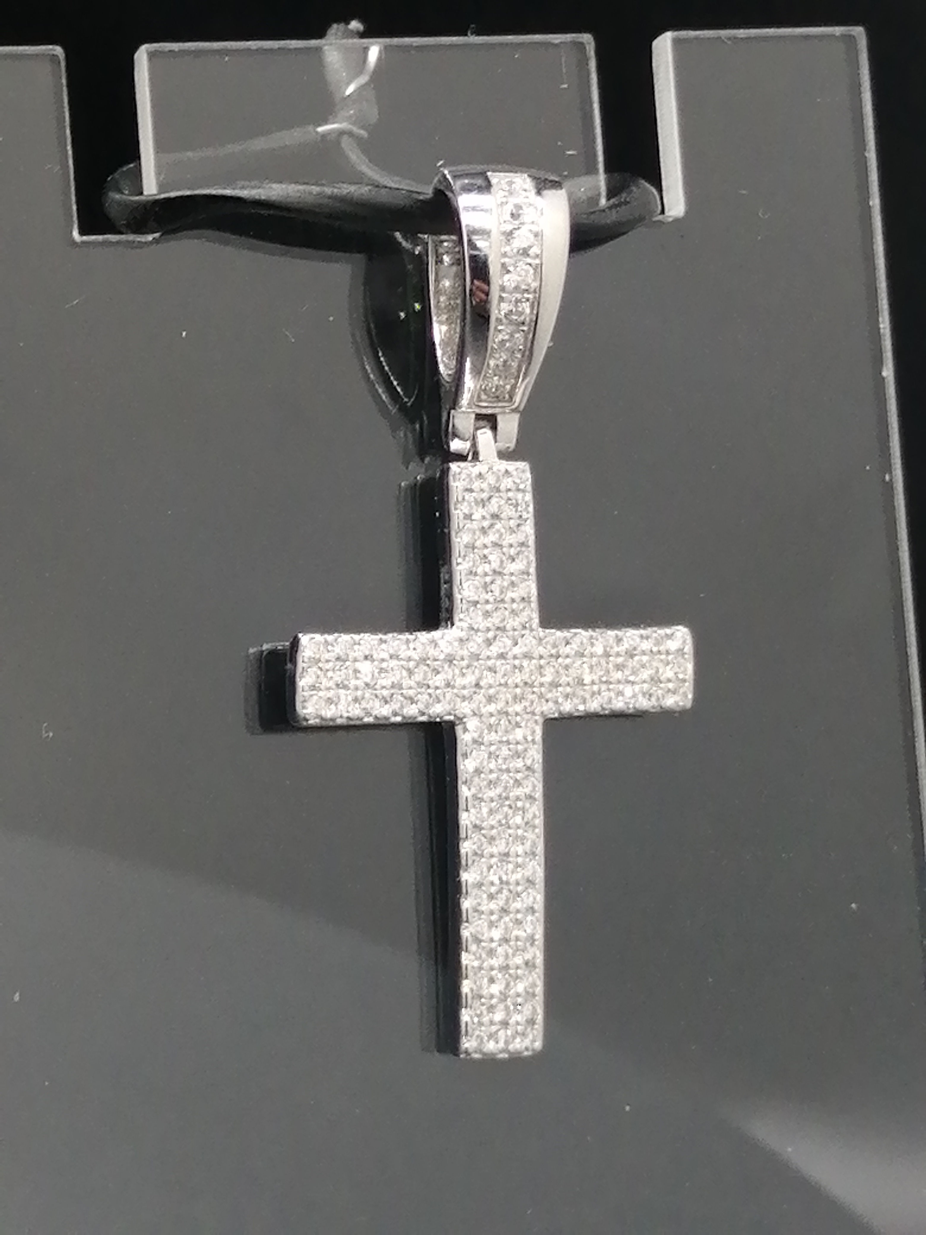 925 Silver CZ Iced Cross Pendant