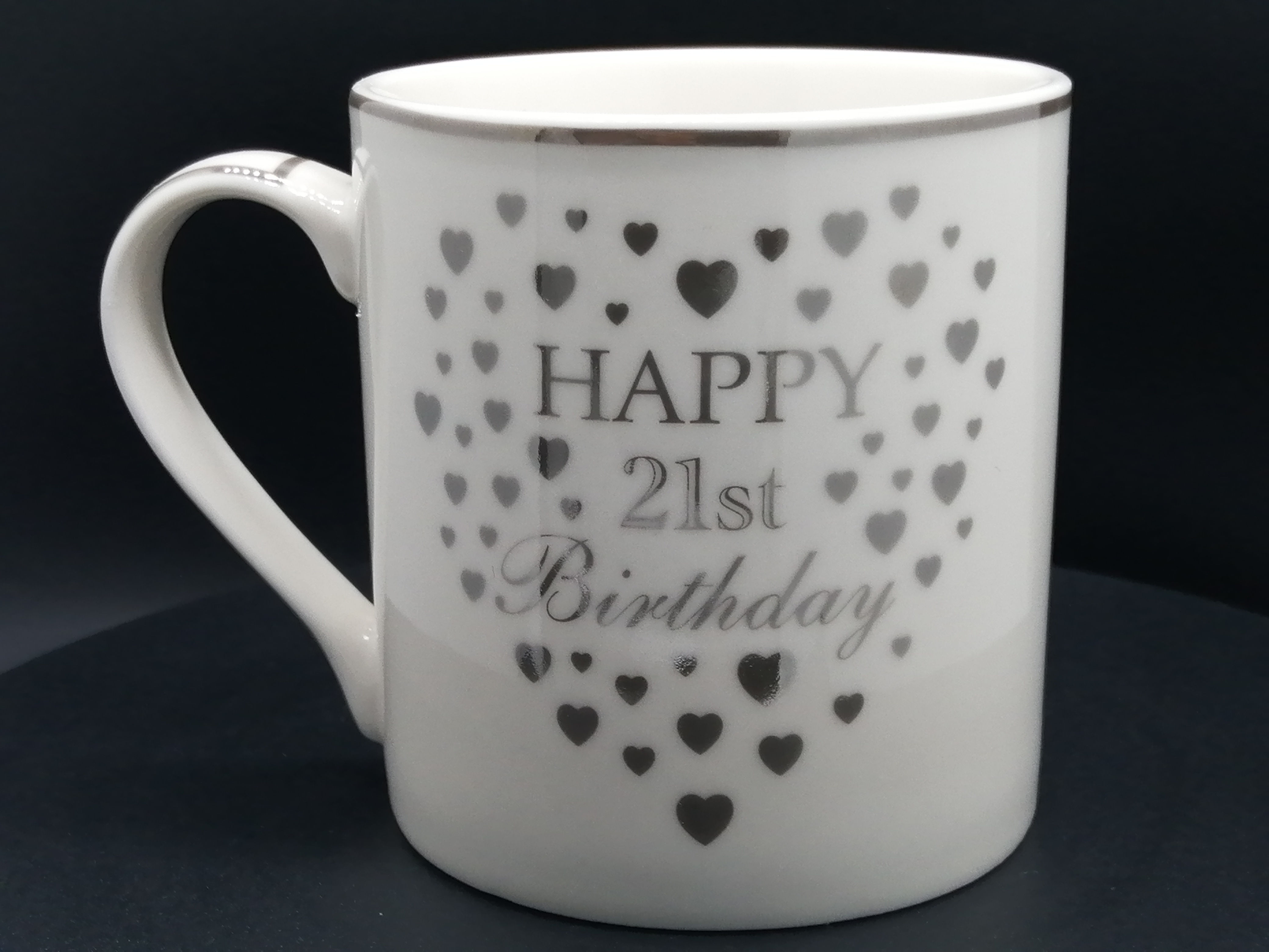 'Happy 21st Birthday' Hearts Fine China Mug