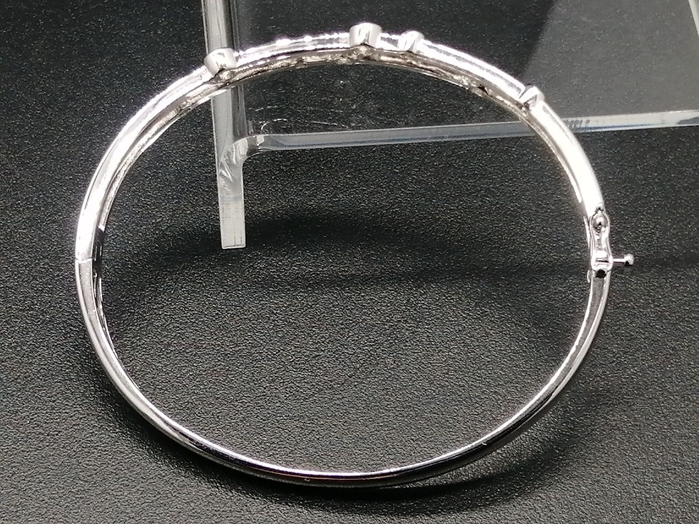 Thumbnail: 925 Silver CZ Bubble Art Bangle