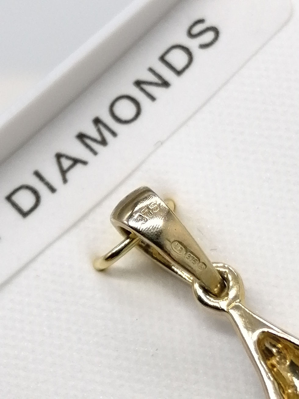 Thumbnail: 9ct Gold Amethyst & Diamond Tear Drop Pendant