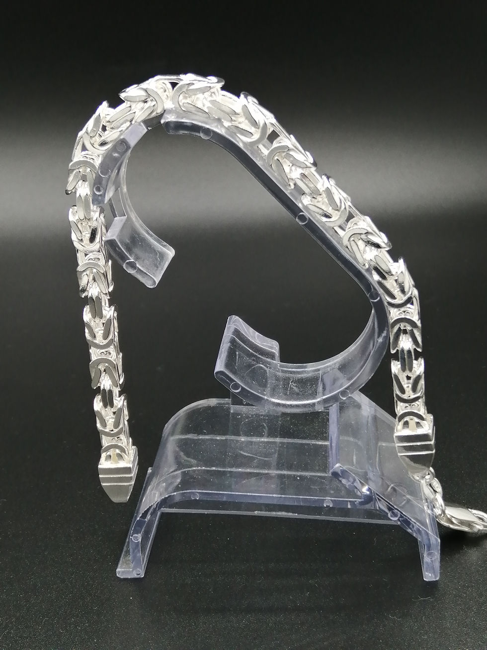 Thumbnail: 925 Silver Square Byzantine Style Bracelet
