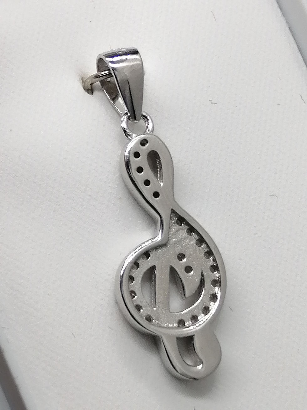 Thumbnail: 925 Silver CZ Treble Clef Charm