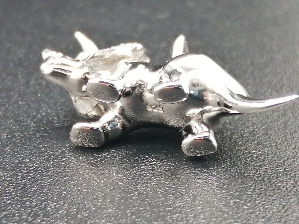 Thumbnail: 925 Silver Dinosaur - Triceratops Pendant Charm