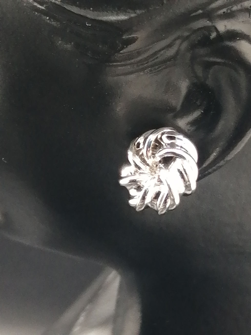 Thumbnail: 9ct White Gold Concaved Knot Stud Earrings