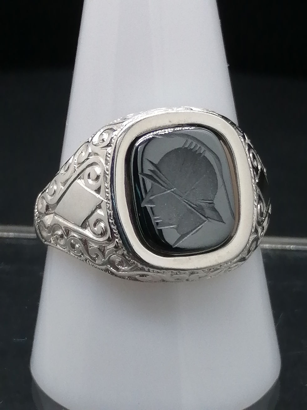 Thumbnail: 925 Silver Hematite Centurion Intaglio Ring