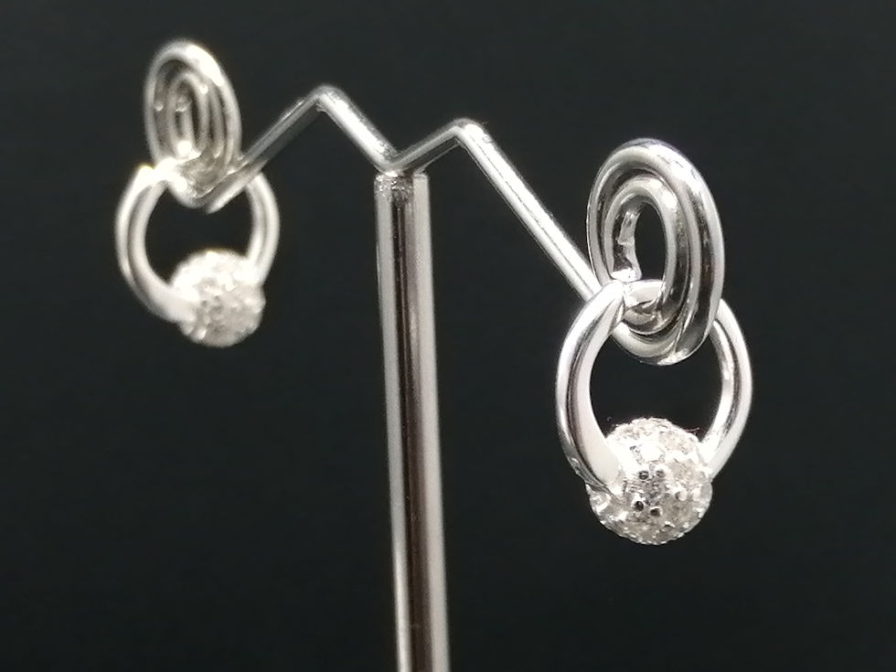 Thumbnail: 925 Silver CZ Ball Huggie Earrings