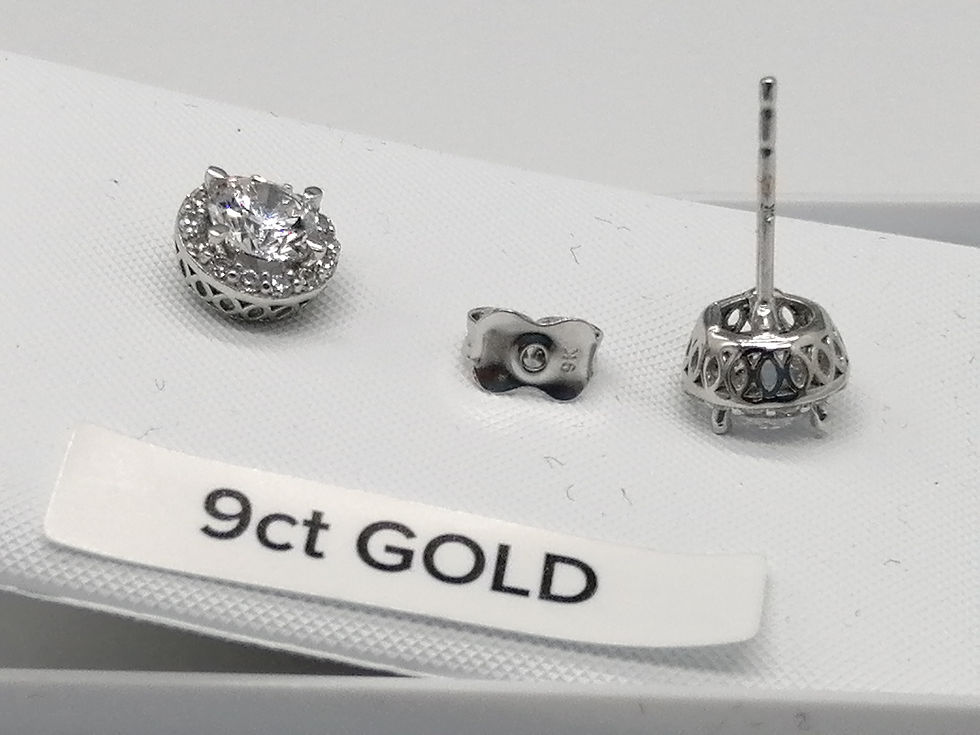 Thumbnail: 9ct White Gold CZ Cluster Stud Earrings