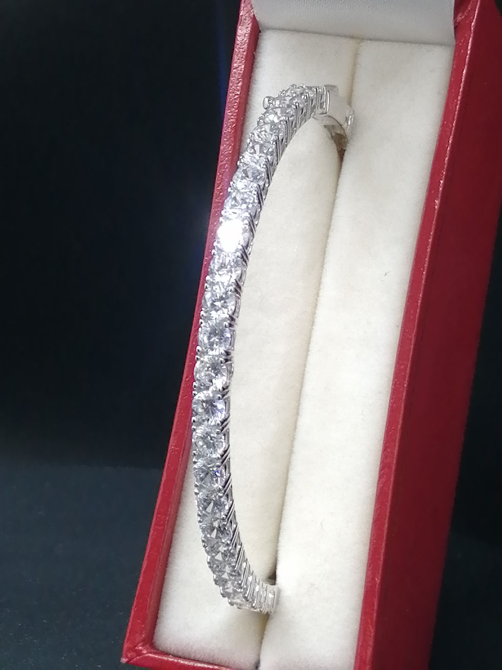 Thumbnail: 925 Silver CZ Tennis Bangle