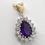 Thumbnail: 9ct Gold Amethyst & CZ Tear Drop Cluster Pendant