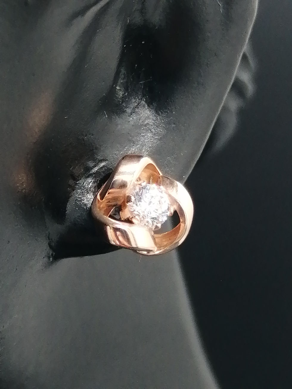 Thumbnail: 9ct Rose Gold CZ Knot Stud Earrings