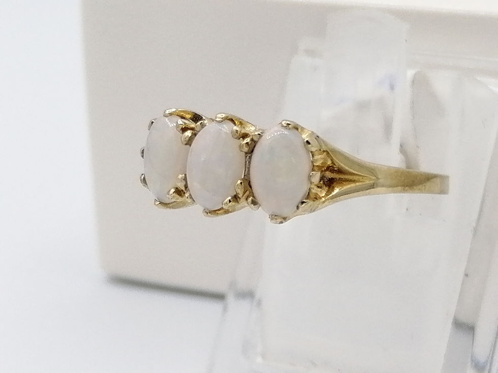 Thumbnail: 9ct Gold 3 Stone Natural Opals Ring