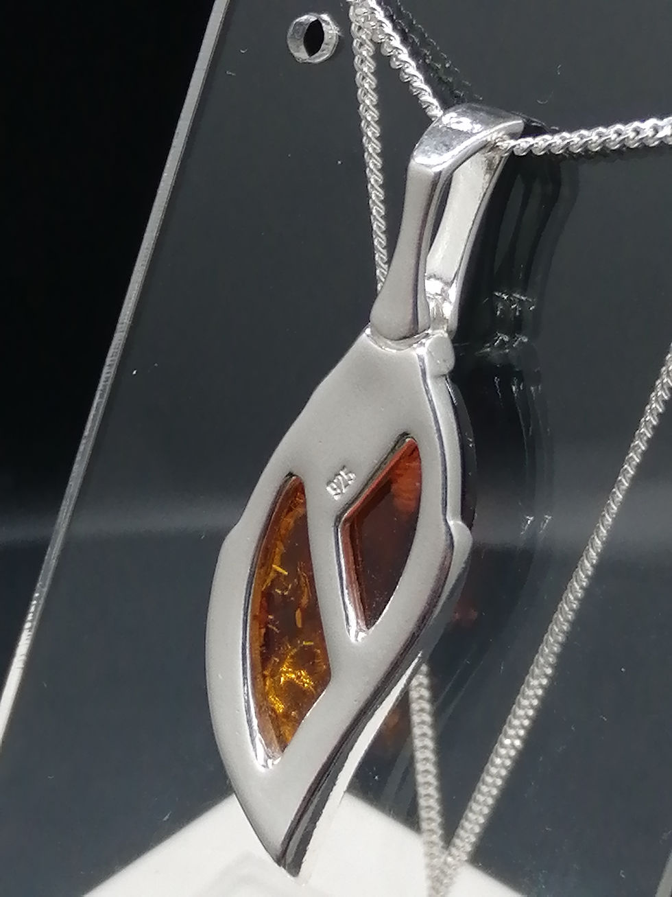 Thumbnail: 925 Silver Mixed Amber Leaf Pendant