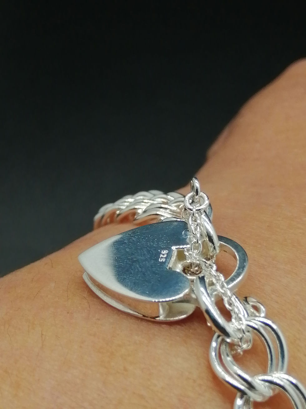 Thumbnail: 925 Silver Double Link Charm Bracelet