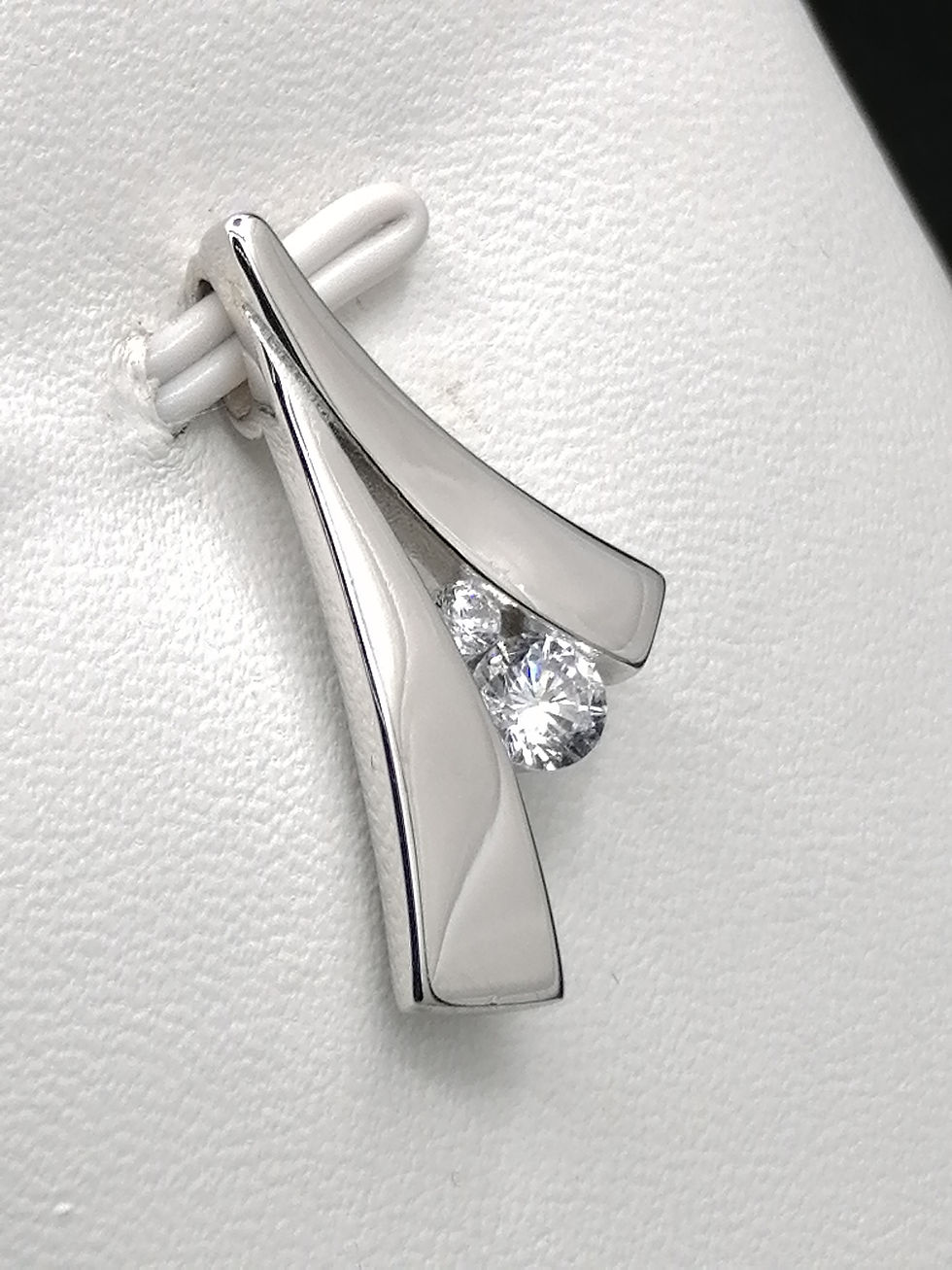 Thumbnail: 925 Silver CZ Wishbone Pendant