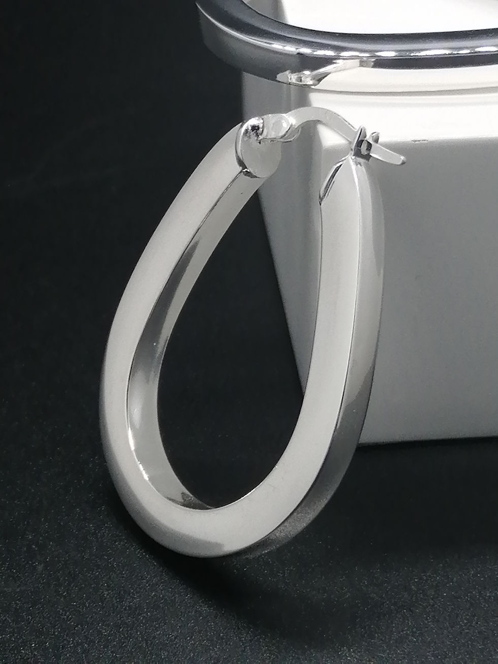 Thumbnail: 925 Silver Plain Flat U Hoop Earrings