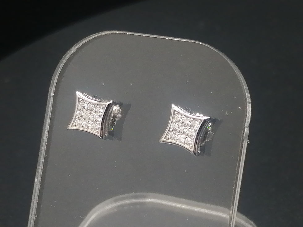 Thumbnail: 925 Silver CZ Iced Square Screw Stud Earrings