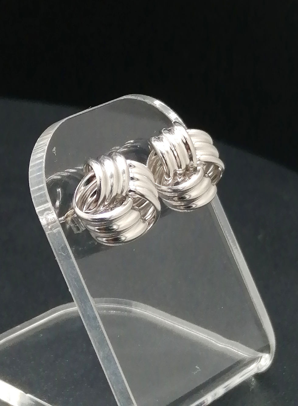 Thumbnail: 9ct White Gold Knot Stud Earrings