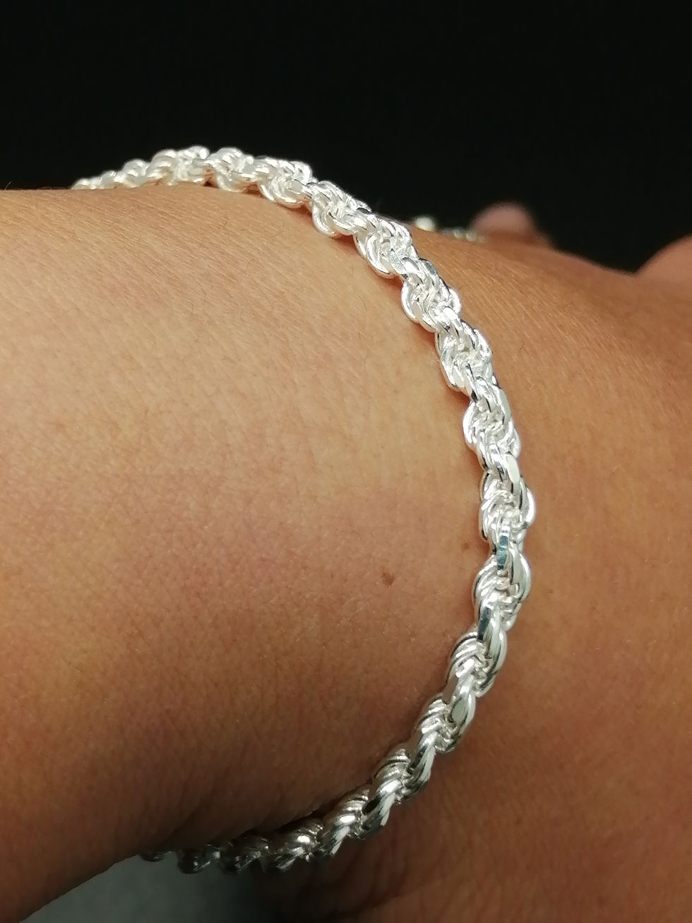 Thumbnail: 925 Silver D/C Rope Bracelet - 3mm