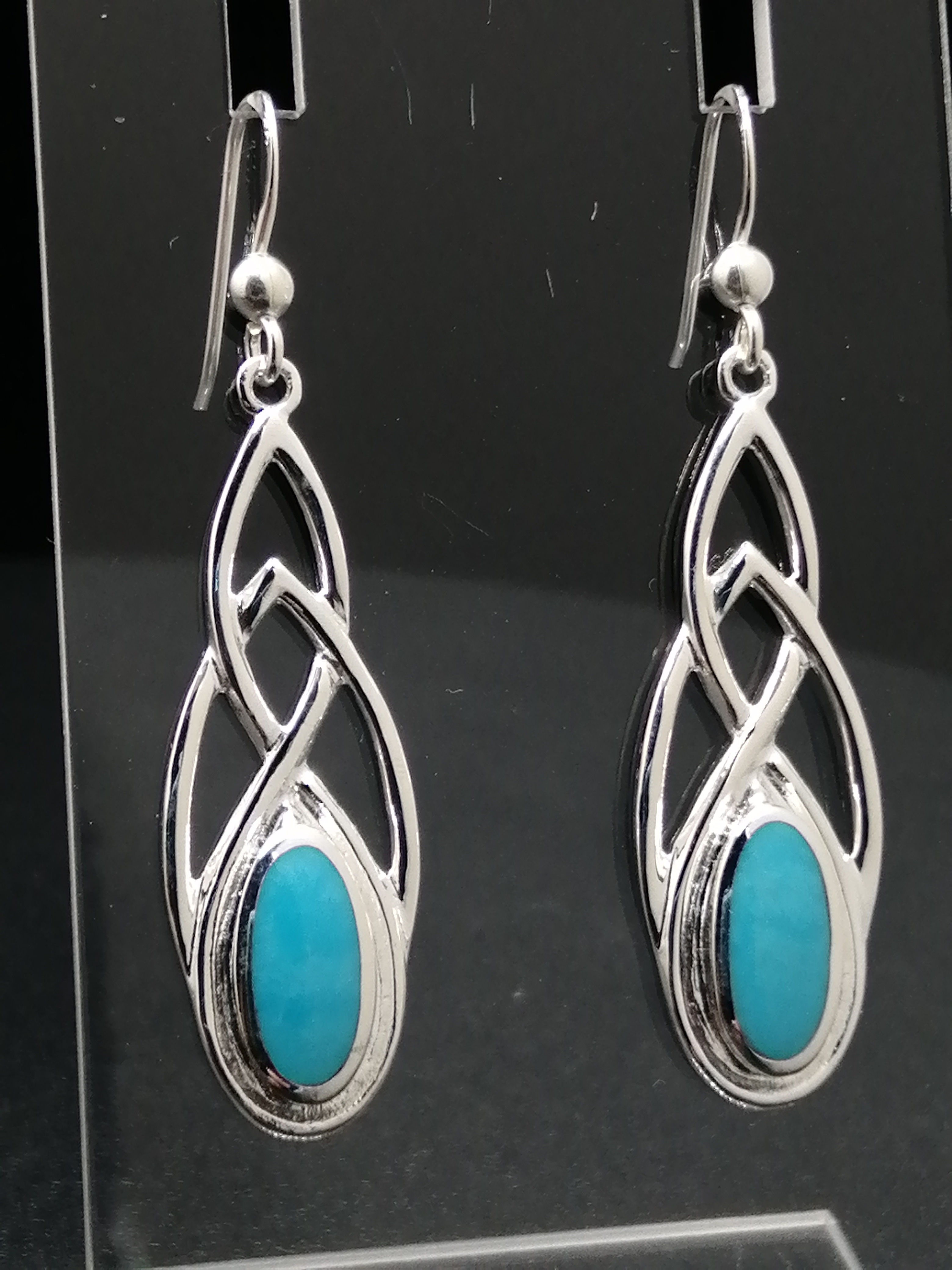 925 Silver Turquoise Celtic Drop Earrings