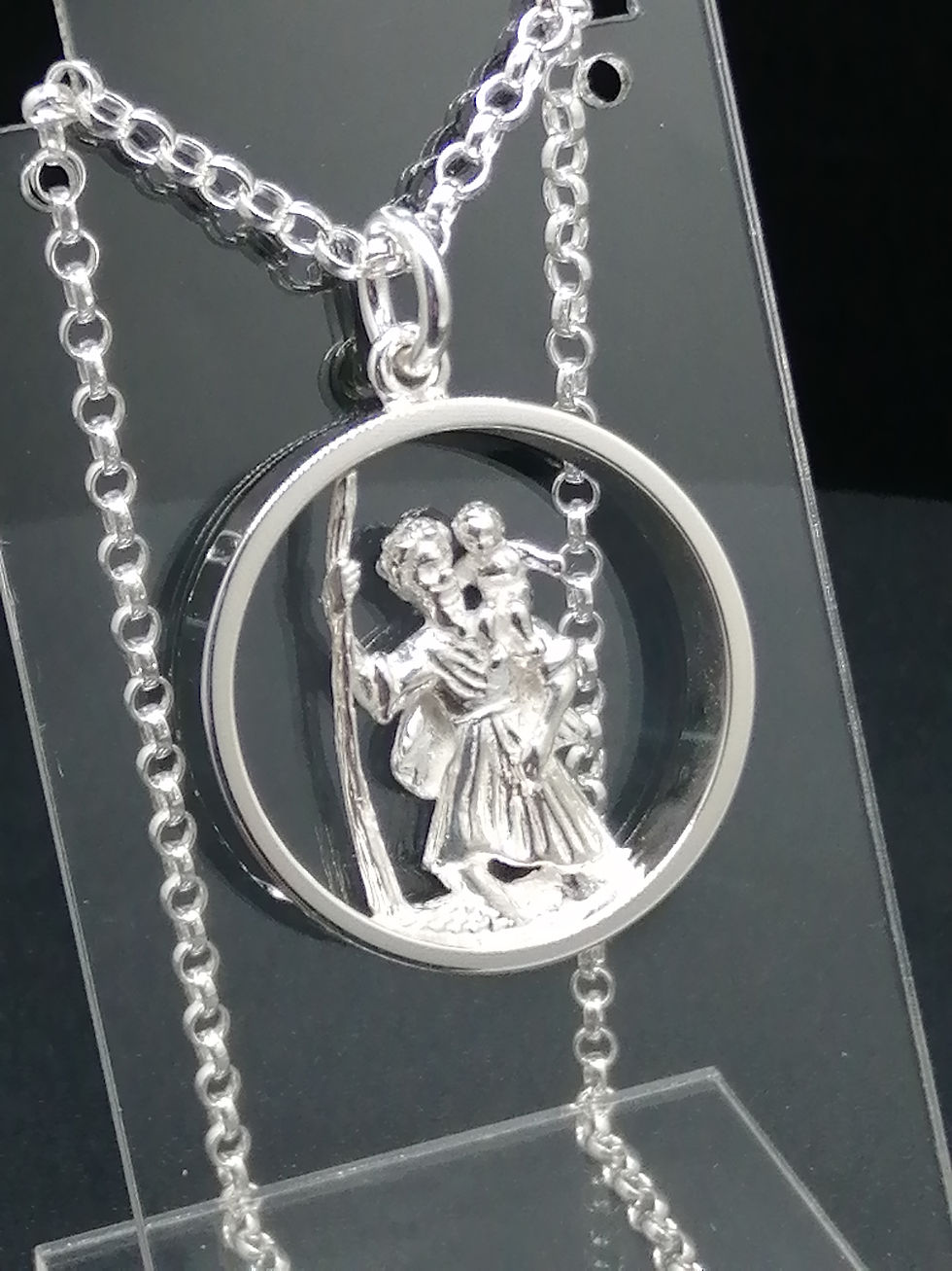 Thumbnail: 925 Silver Round Cut Out St Christopher