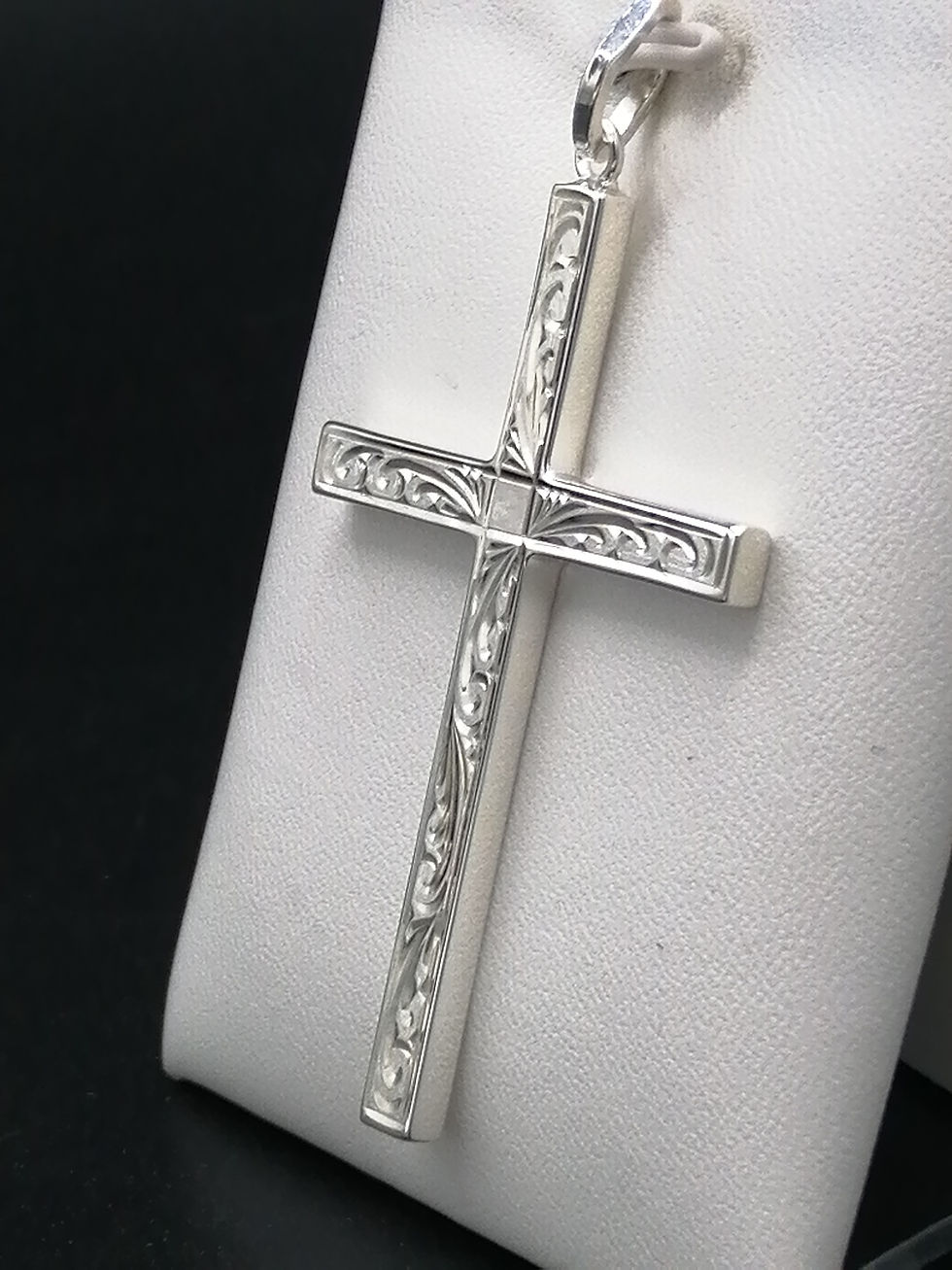Thumbnail: 925 Silver Swirl Engraved Cross