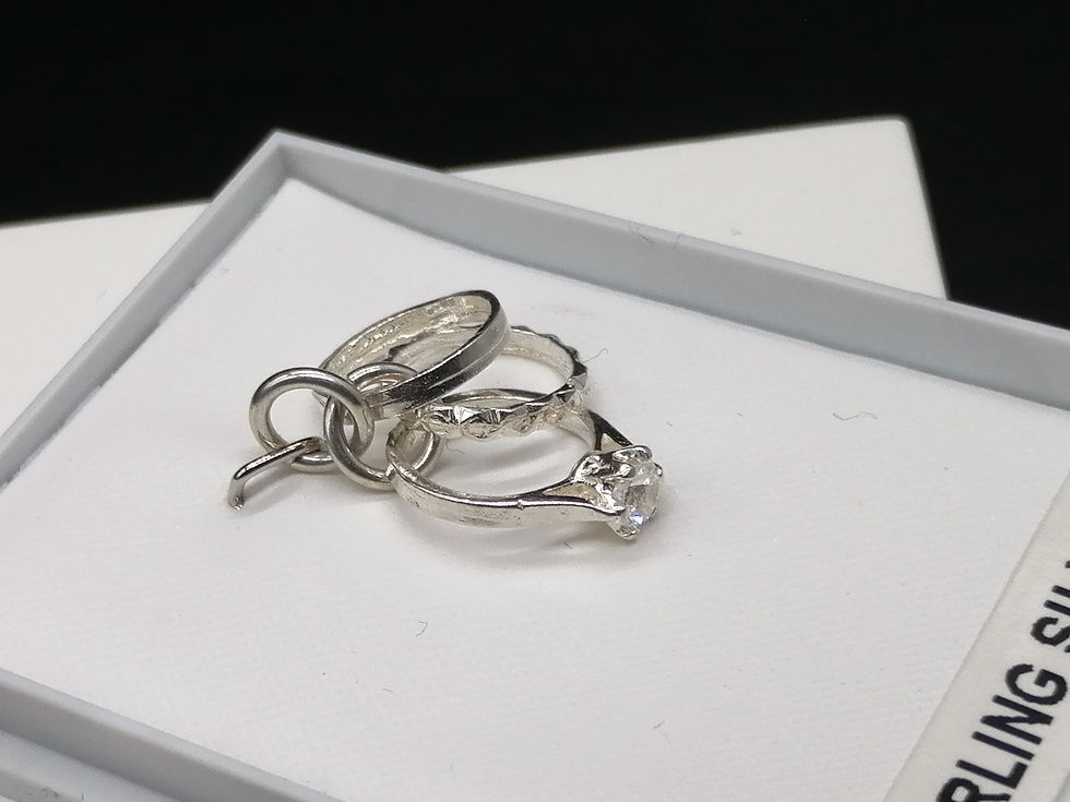 Thumbnail: 925 Silver CZ 3 Rings Charm