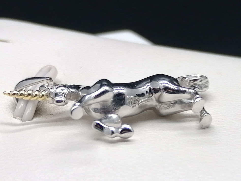 Thumbnail: 925 Silver Unicorn with Gold RH Horn