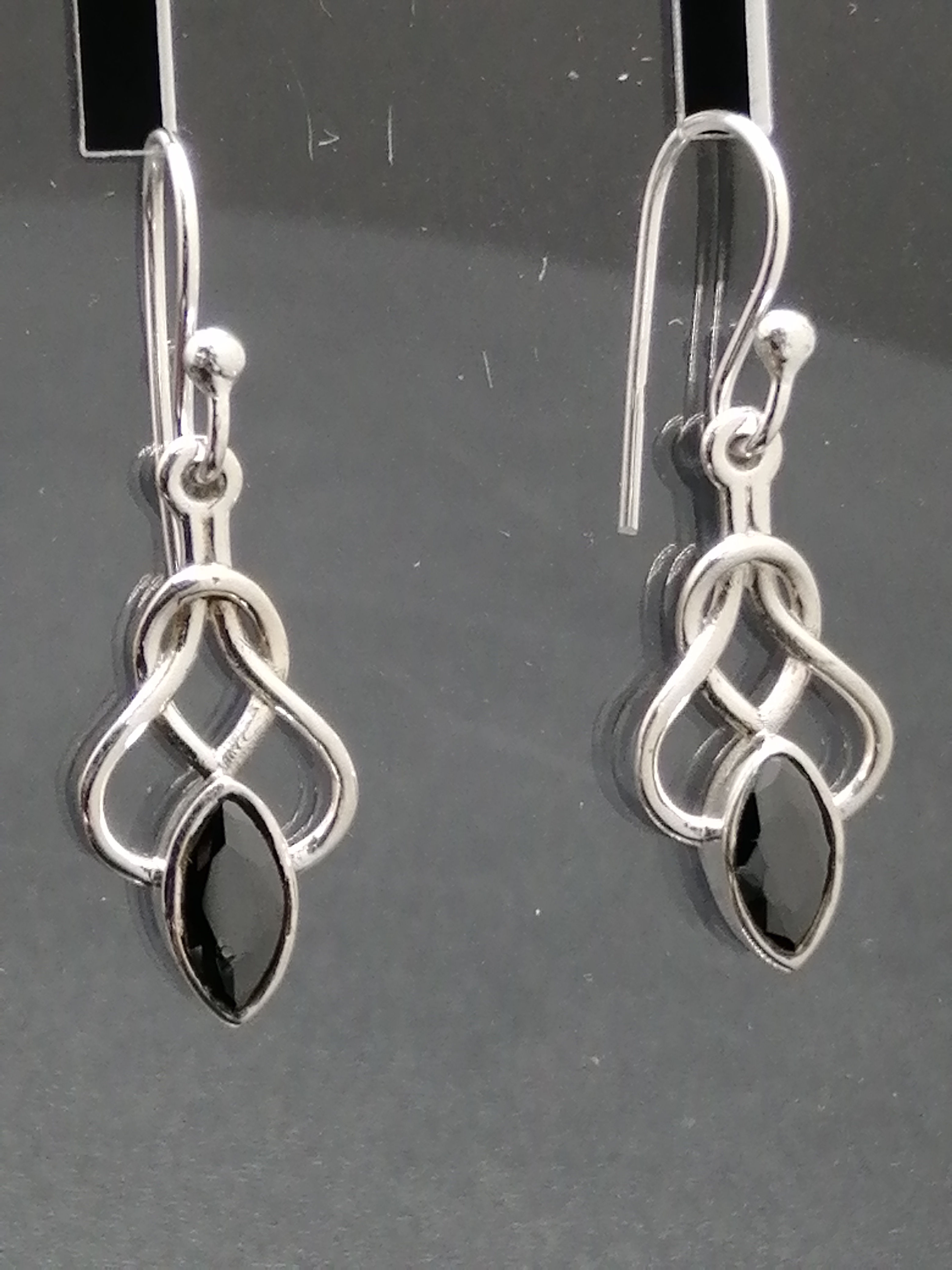 925 Silver Sapphire Marquise Celtic Knot Drop Earrings