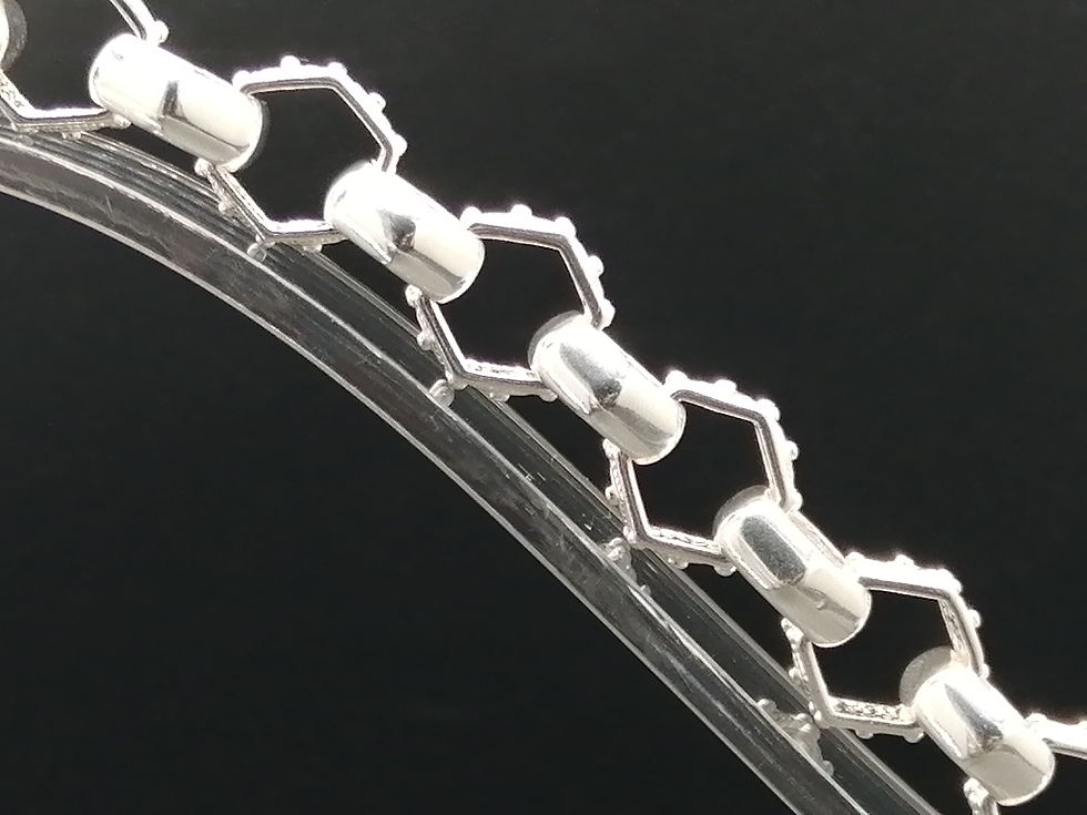 Thumbnail: 925 Silver Hexogan Plain & Patterned Belcher Bracelet