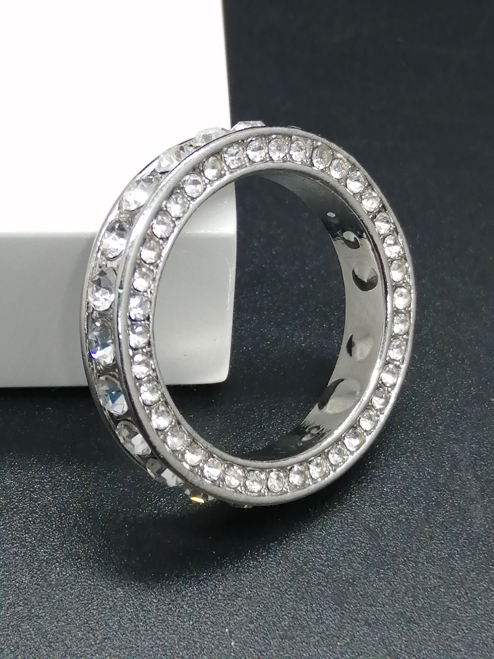 Thumbnail: Silver Crystal Band Ring - Defect Discount