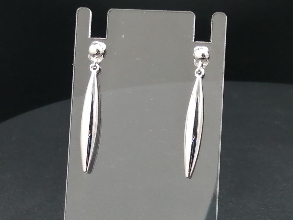 Thumbnail: 9ct White Gold Stick Droplet Earrings