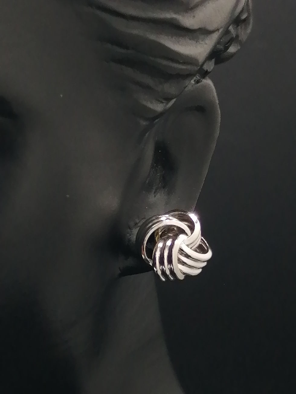 Thumbnail: 9ct White Gold Open Knot Stud Earrings