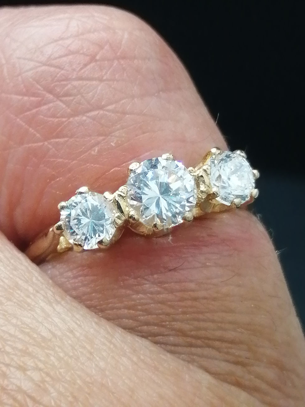 Thumbnail: 9ct Yellow Gold CZ 3 Stone Ring
