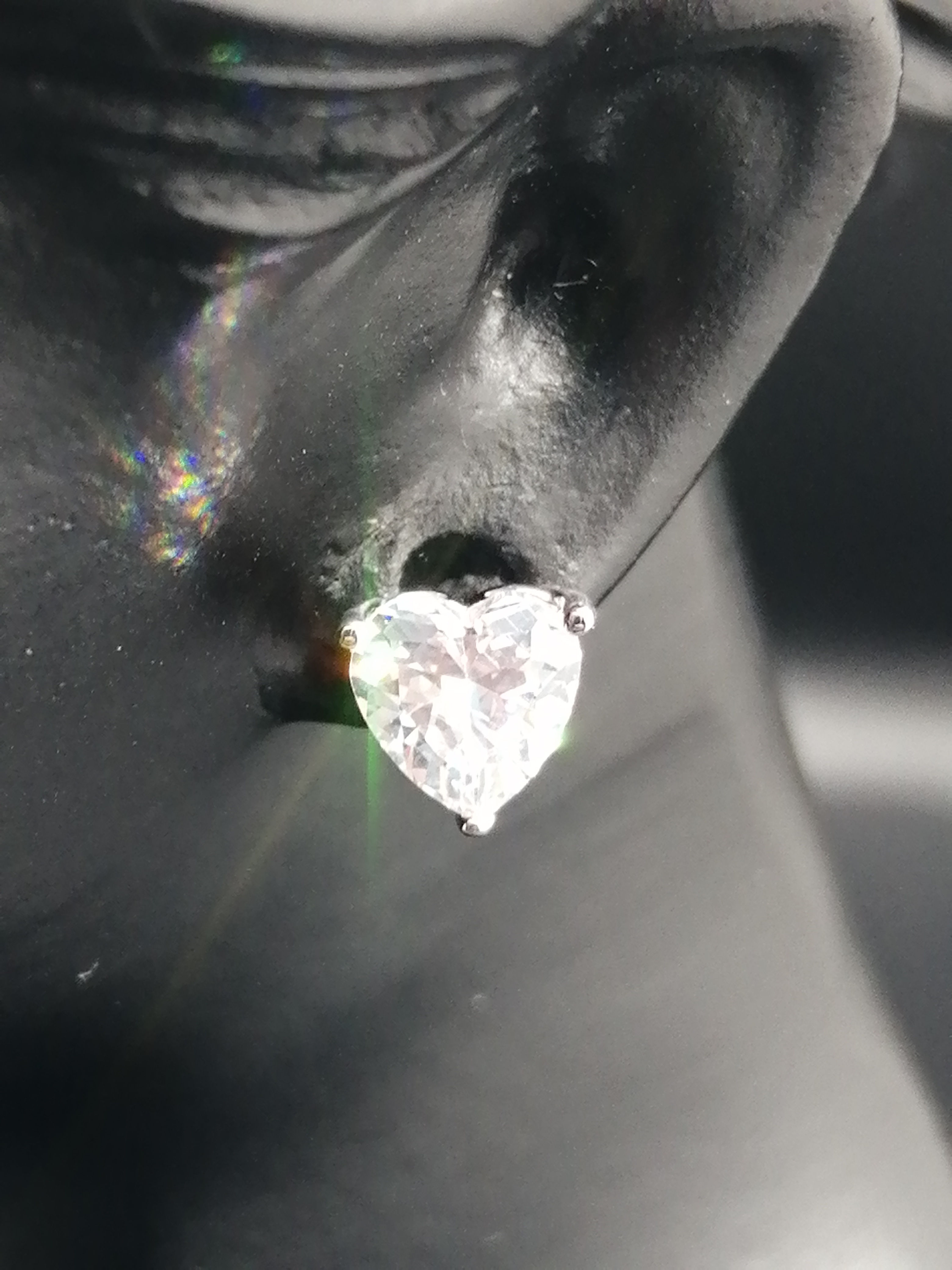 925 Silver CZ Heart Stud Earrings