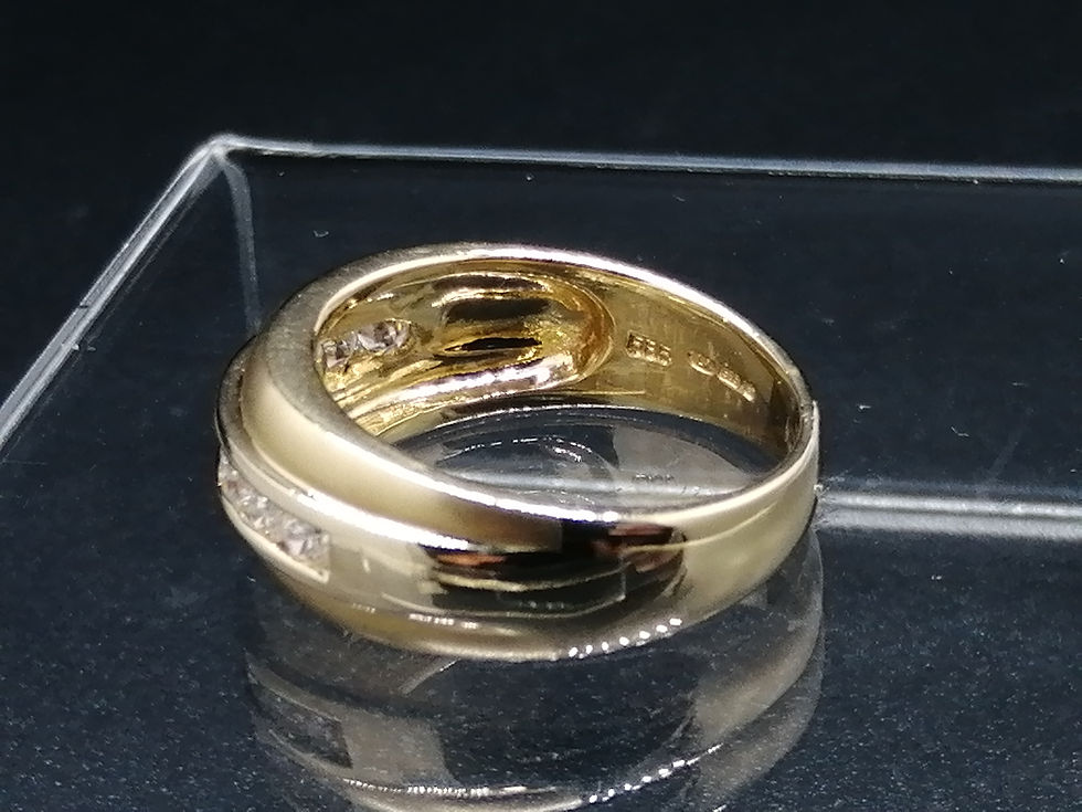 Thumbnail: 14ct Yellow Gold CZ Satin Band Ring