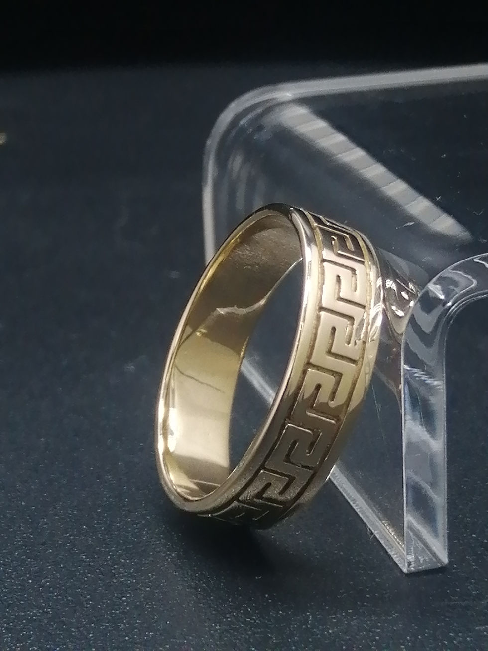 Thumbnail: 9ct Yellow Gold Greek Key Band Ring